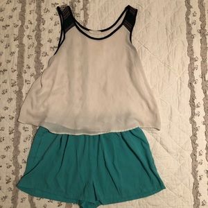Teal polyester fashion athletic shorts - L